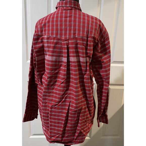 Roper Western Men’s Size Medium Long Sleeve Button up Red/Blue/White Shirt - Picture 3 of 5